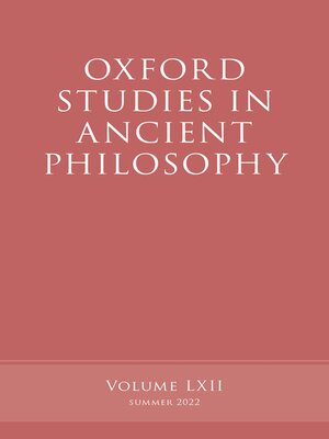 cover image of Oxford Studies in Ancient Philosophy, Volume 62